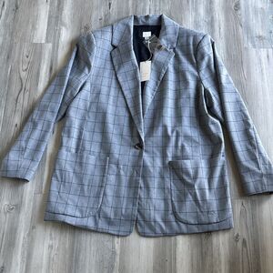 NWT A New Day Long Windowpane Black And Grey One Button Blazer XXL